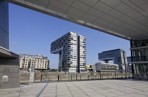 Kranhaus Pandion Vista apartment building, Rheinauhafen district, Cologne, North Rhine-Westphalia, Germany, Europe