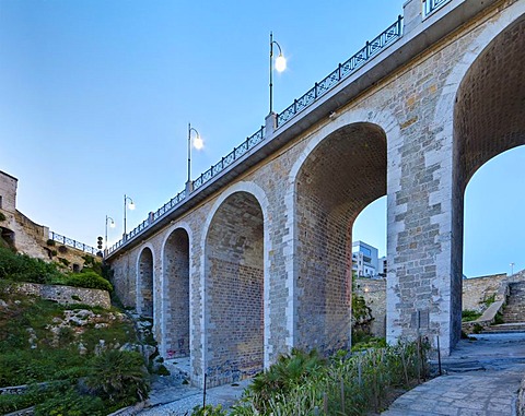 Historic viaduct, Polignano a Mare, Puglia or Apulia region, southern Italy, Europe