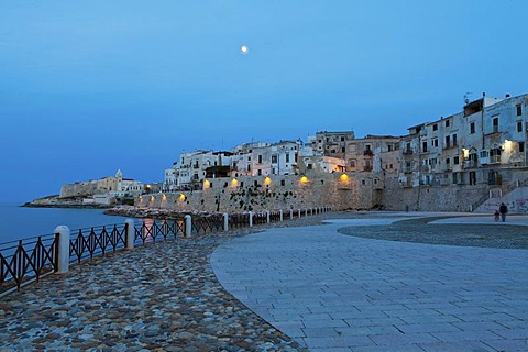 Giardino Pubblico Marina Piccola, public garden, at dusk, Vieste, Apulia, Puglia, Gargano, Adria, Italy, Europe