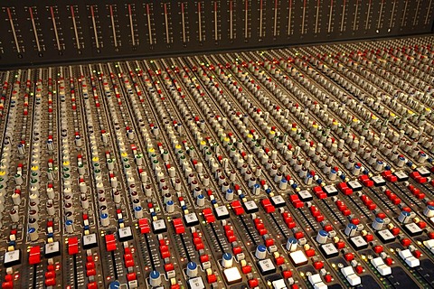 Mixing desk in a recording studio