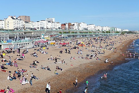 Crowded Brighton Beach, Brighton, Sussex, England, United Kingdom, Europe