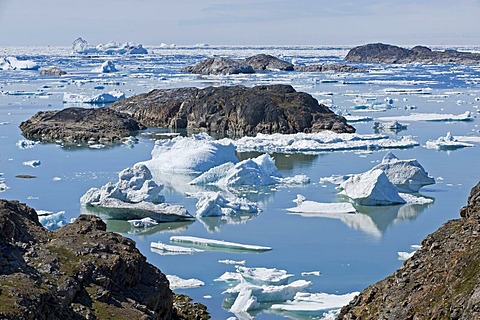 Icebergs off the Ammassalik Peninsula, Sermilik Fjord, East Greenland, Greenland