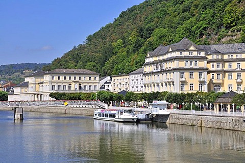 Haecker's Kurhotel Hotel and the Staatliches Kurhaus building in Bad Ems, Rhineland-Palatinate, Germany, Europe, PublicGround