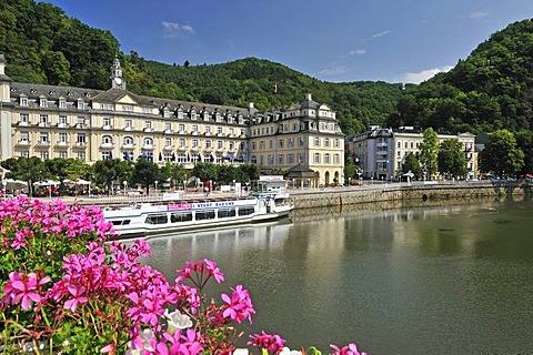 Haecker's Kurhotel Hotel and the Staatliches Kurhaus building in Bad Ems, Rhineland-Palatinate, Germany, Europe, PublicGround