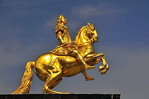 Golden Rider, equestrian statue of Augustus II of Saxony, Augustus the Strong, Dresden, Saxony, Germany, Europe, PublicGround