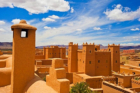 Restored kasbahs, mud fortresses, residential castles of the Berbers, Tighremt, Nekob, southern Morocco, Morocco, Africa