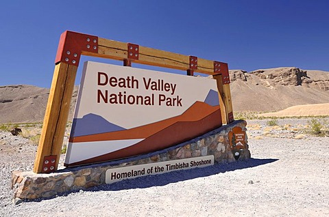 Entrance sign, Death Valley National Park, Mojave Desert, California, USA