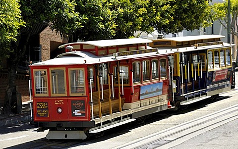 Cable car, cable tramway, Powell and Hyde Street, San Francisco, California, United States of America, USA, PublicGround