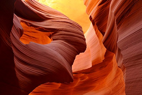 Lady in the Wind rock formation, red sandstone of the Moenkopi Formation, rock formations, colours and textures in the Lower Antelope Canyon, Corkscrew Canyon, Page, Navajo National Reservation, Arizona, United States of America