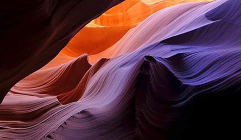 The Wave rock formation, red sandstone of the Moenkopi Formation, rock formations, colours and textures in the Lower Antelope Canyon, Corkscrew Canyon, Page, Navajo National Reservation, Arizona, United States of America