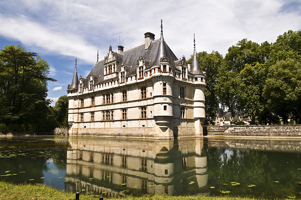 Chateau Azay-le-Rideau castle, a Renaissance castle on the Loire river, start of construction in 1510, UNESCO World Heritage site, department of Touraine, France, Europe