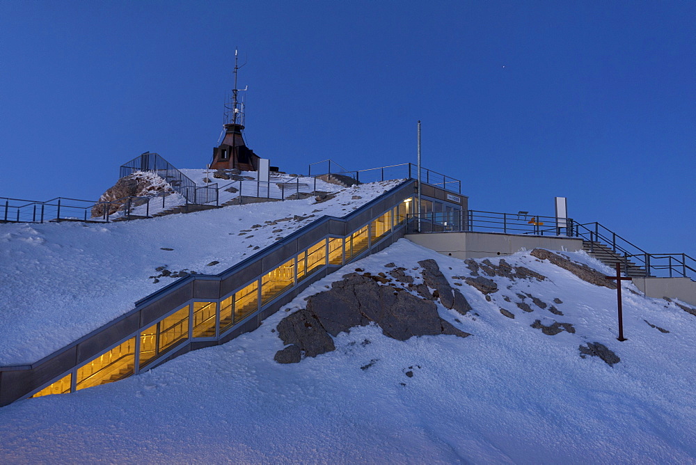 Weather station on the Saentis mountain in full moon light, Alpstein, Appenzell Outer-Rhodes, Appenzell Inner-Rhoden, Switzerland, Europe, PublicGround