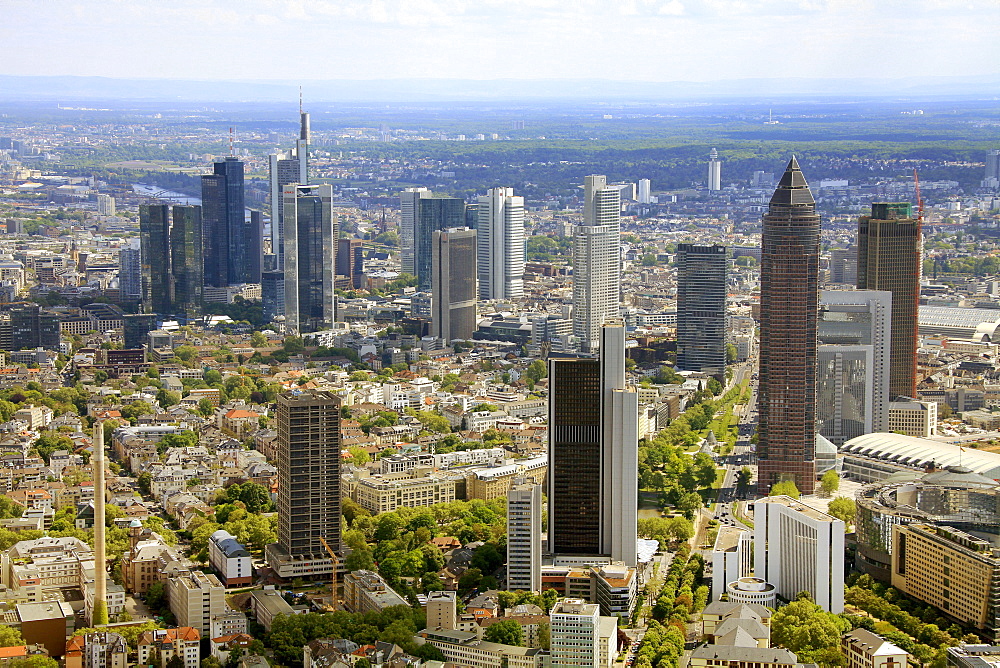 Aerial view, financial district, Frankfurt am Main, Hesse, Germany, Europe