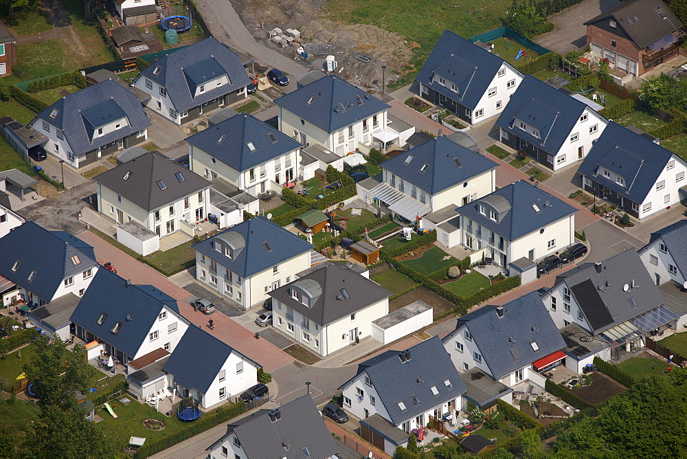 Aerial view, Unter den Telgen residential complex, Bergkamen, Ruhr area, North Rhine-Westphalia, Germany, Europe