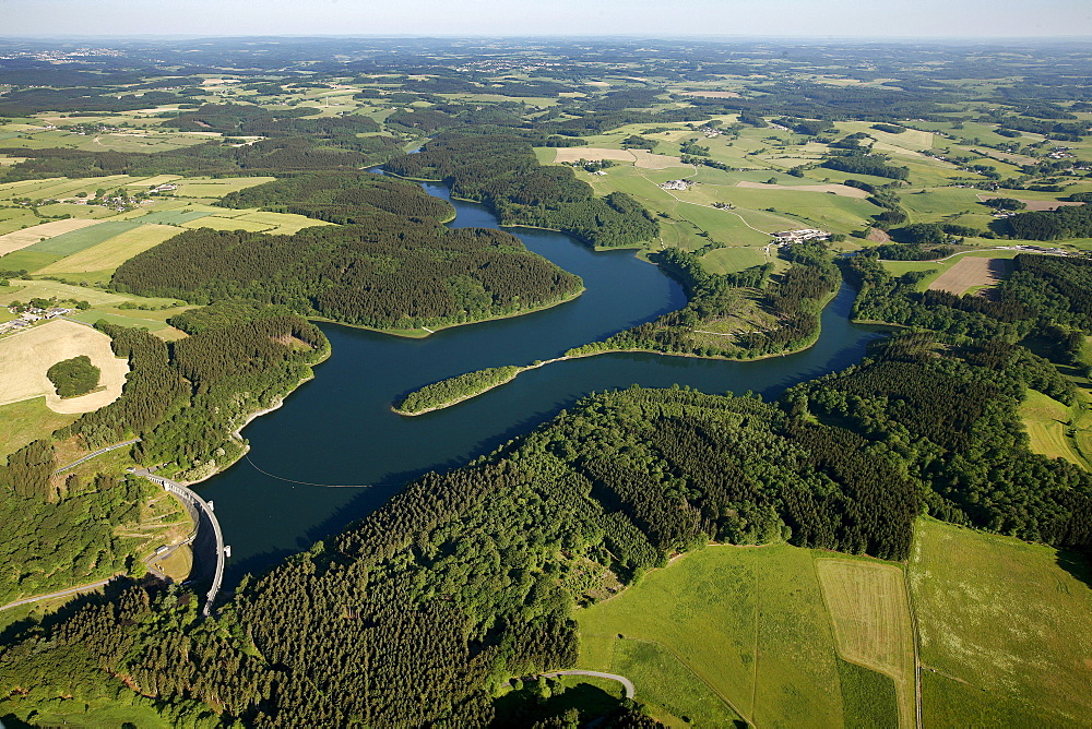 Aerial view, Ennepetal Dam, dam wall, Ennepetal, Bergisches Land, North Rhine-Westphalia, Germany, Europe