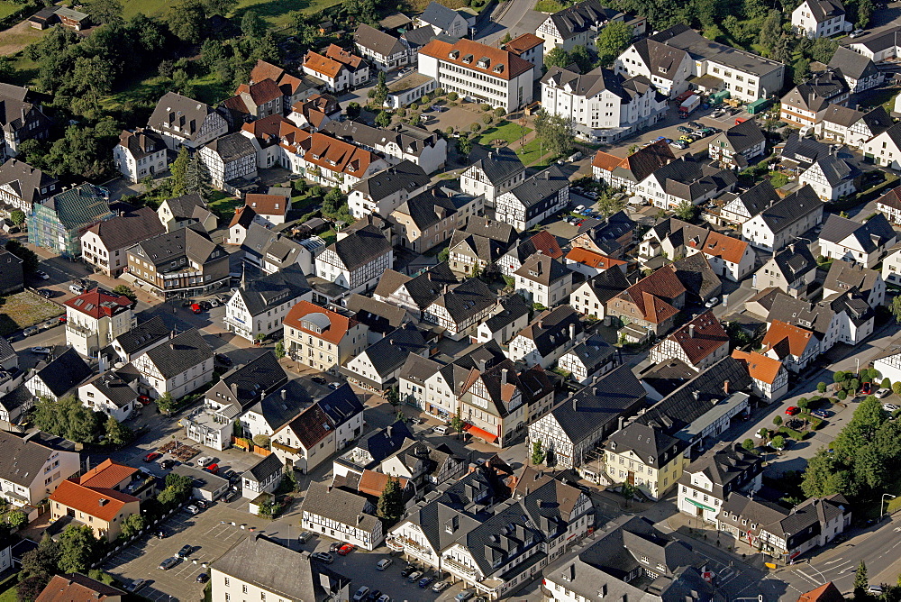 Aerial view, townscape, Balve, Sauerland region, North Rhine-Westphalia, Germany, Europe