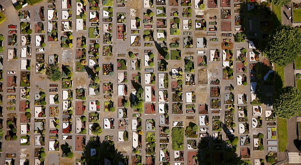 Aerial view, urn graves, Olpe, Sauerland, North Rhine-Westphalia, Germany, Europe