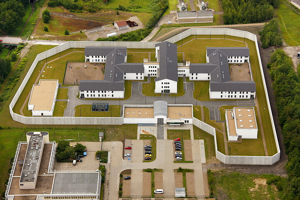 Aerial view, Forensik Wanne-Eickel, forensic hospital, Herne, Ruhr Area, North Rhine-Westphalia, Germany, Europe