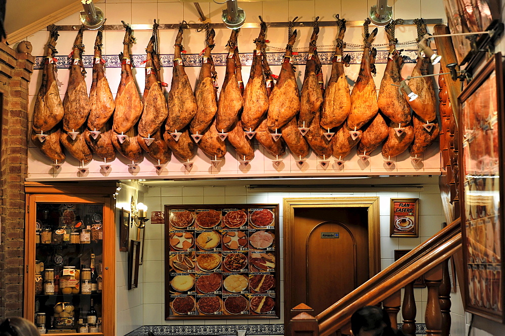 Ham, Don Jamon Bar de Tapas, Madrid, Spain, Europe