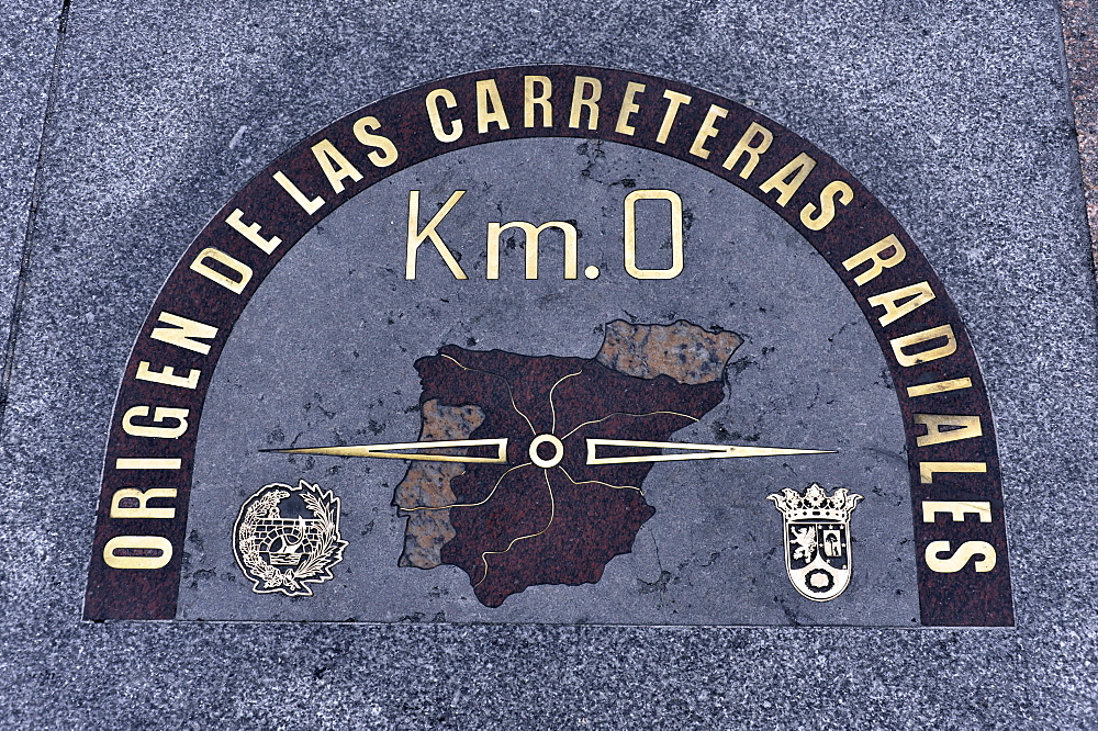 Km 0, the center of Madrid, Plaza Puerto del Sol, Madrid, Spain, Europe