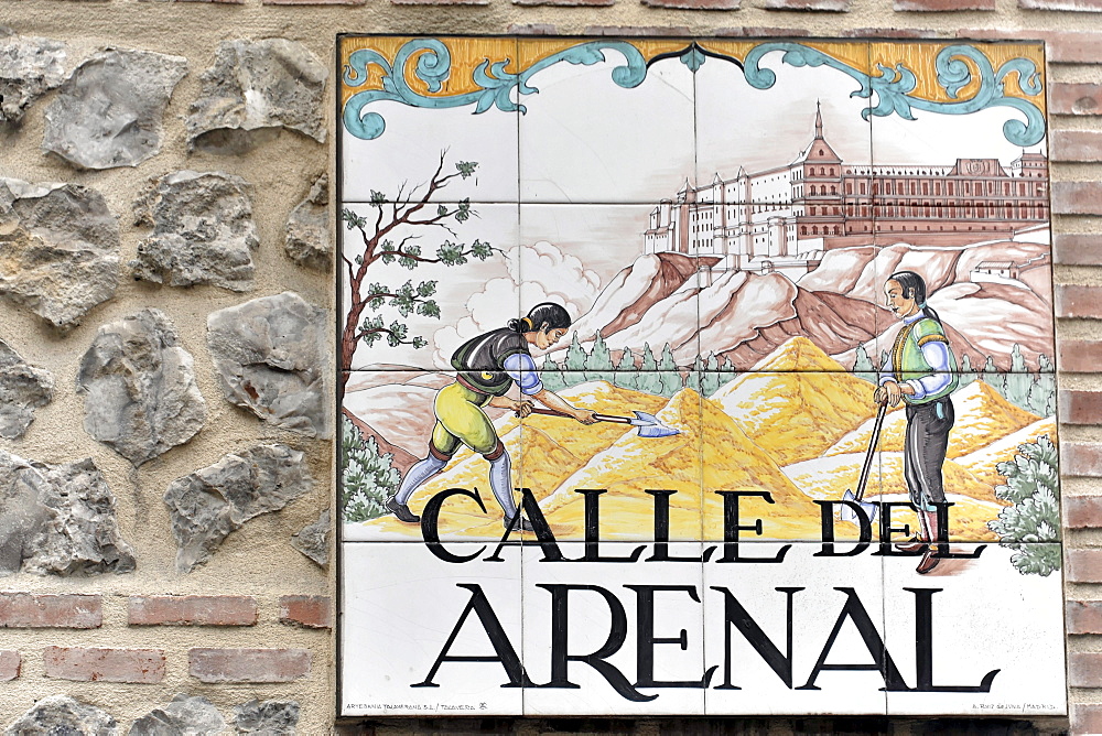 Calle de Arenal, street sign, azulejos, Spanish tiles, historic centre of Madrid, Spain, Europe