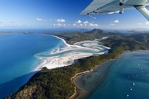 Aerial shot of Whitehaven Beach, Whitsunday Island, Great Barrier Reef, Queensland, Australia