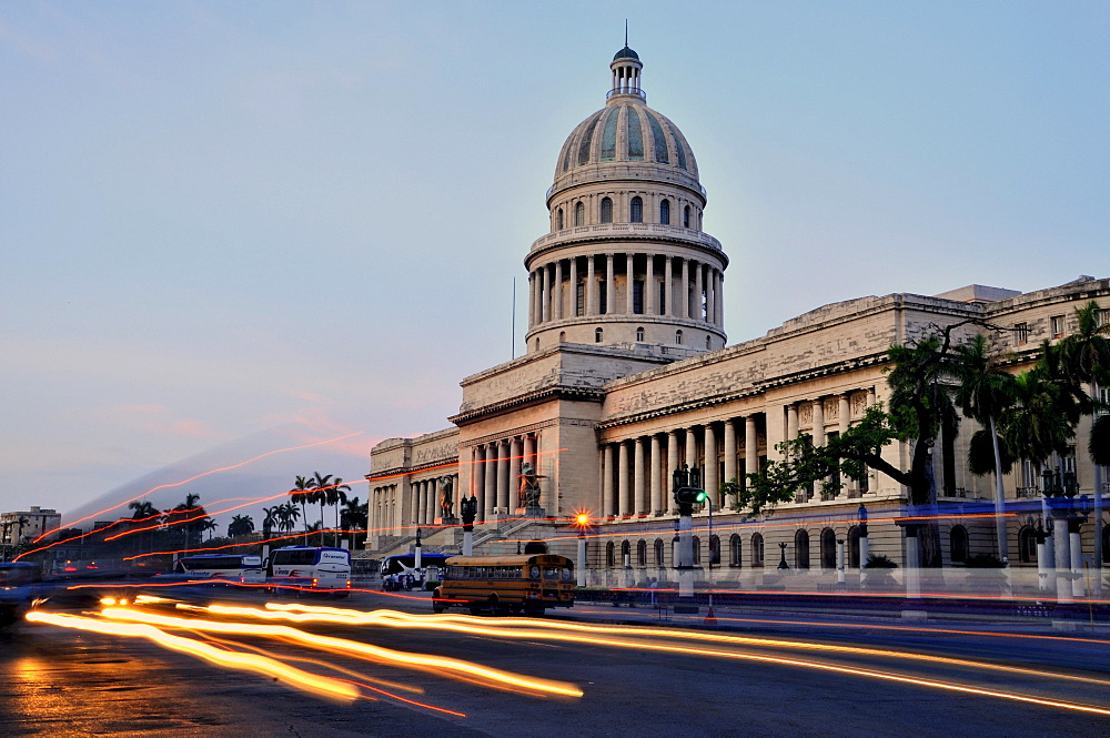 El Capitolio or National Capitol Building, home of the Cuban Academy of Sciences, at dawn, Havana, Cuba, Caribbean