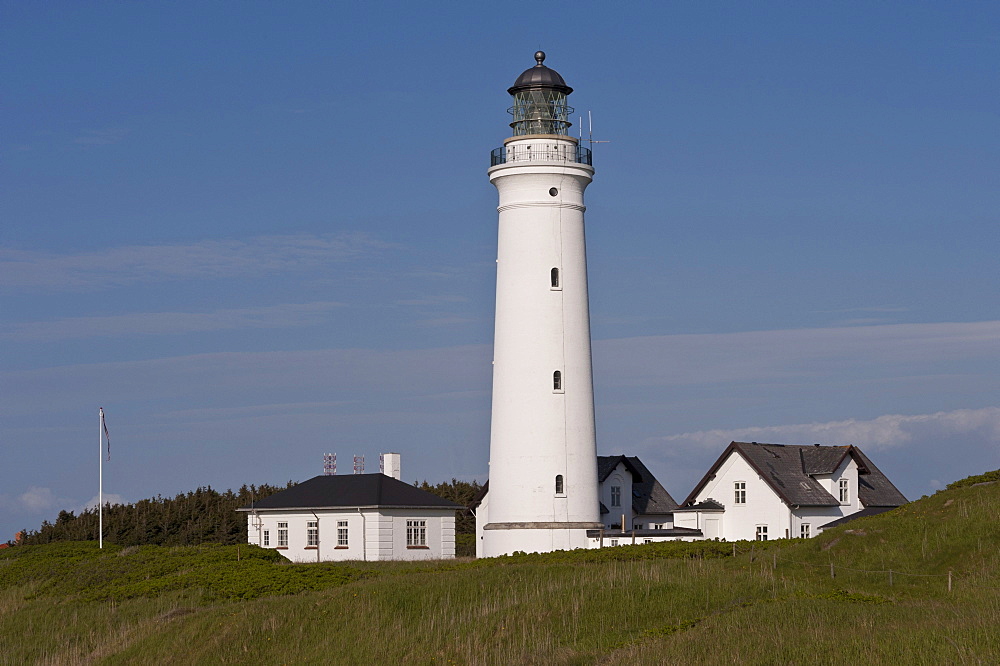 Lighthouse with outbuildings and lighthouse keeper's cottage, Hirthals, Northern Jutland, Denmark, Europe, PublicGround