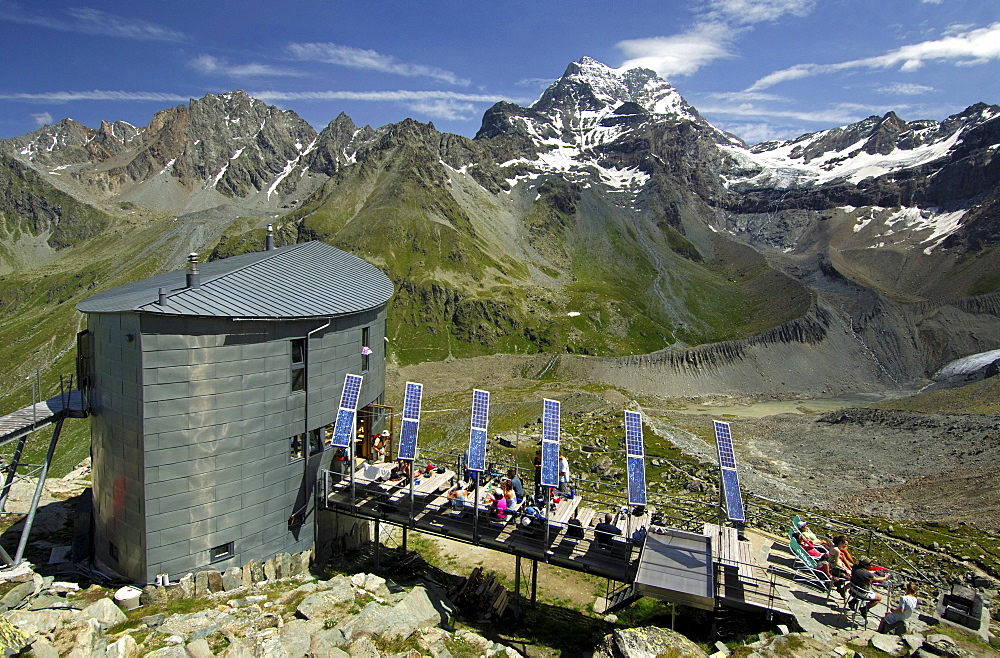 Velan Hut, Cabane du Velan, of the Swiss Alpine Club, SAC, at the foot of the Grand Combin Mountain, Valais Alps, Valais, Switzerland, Europe