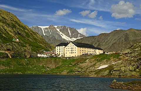 View from the Italian side towards the hospice on the Great St. Bernard Pass, Valais, Switzerland, Europe