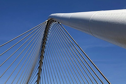 Detailed view of a suspension bridge, access to the Gare de Liege-Guillemins railway station, Liege, Luik, Wallonia, Belgium, Europe