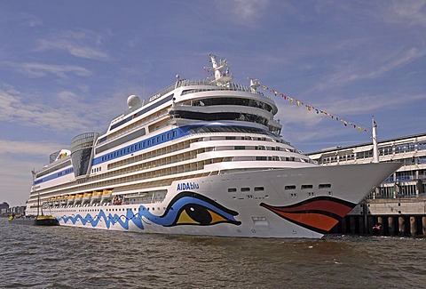 Aida Blue cruise ship in the Hamburg port, cruise terminal Altona, Hamburg, Germany, Europe