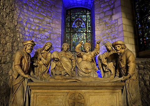 Depiction, Pieta, Virgin Mary mourning Jesus Christ, basilica Abbey of Saint-Remi, UNESCO World Heritage Site, Reims, Champagne-Ardenne, Marne, France, Europe