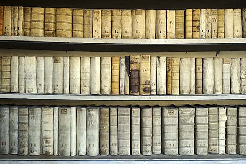 Very old books, library, Strahov Abbey, Hradschin castle district, Prague, Czech Republic, Europe