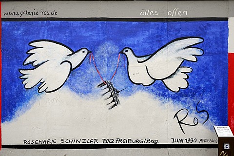 Alles offen, German for All Open, mural by Rosemarie Schinzler, Berlin Wall, East Side Gallery, Berlin, Germany, Europe