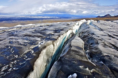 Vatnajoekull Glacier, crevasses, Iceland, Europe