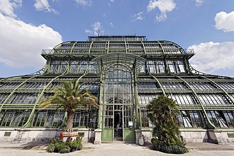 Palmenhaus greenhouse, historic iron structure, Schloss Schoenbrunn palace, Hietzing district, Vienna, Austria, Europe