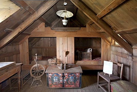 Interior, GlaumbÃŠr turf farmhouse and museum, Skagafjoerï£¿ur, North Iceland, Iceland, Europe