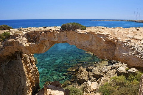 Natural arch at Cape Greco in Ayia Napa, Southern Cyprus, Cyprus