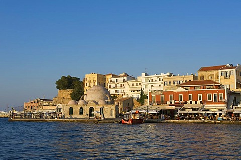 Harbour with Mosque, Chania, Crete, Greece, Europe