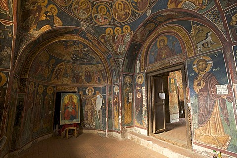 900-year-old wall paintings in the Greek Orthodox church Panagia Phorbiotissa, UNESCO World Heritage Church, Asinou, Troodos Mountains, Southern Cyprus, Cyprus