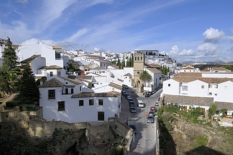 Ronda from the Arco de Felipe V, Ronda, Malaga Province, Andalusia, Spain, Europe