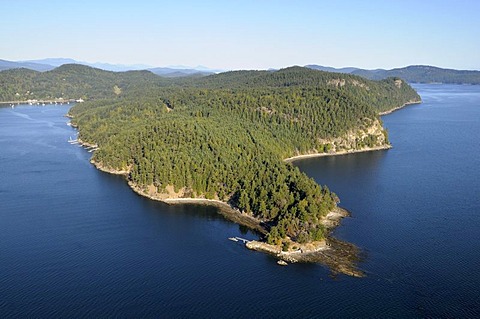 Aerial view of Razor Point, North Pender Island, Gulf Islands, British Columbia, Canada