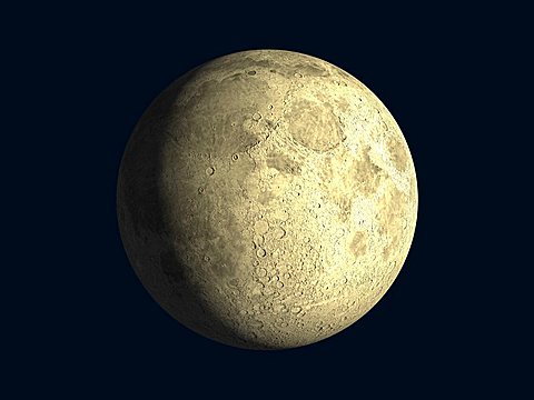 Waxing moon, craters, 3-D illustration