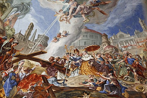 Ceiling fresco by Felix Anton Scheffler, Holy Cross Church, Landsberg am Lech, Upper Bavaria, Bavaria, Germany, Europe