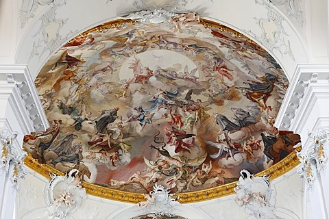 Ceiling fresco by Matthaeus Guenther, Kloster Rott monastery, Rott am Inn, Upper Bavaria, Bavaria, Germany, Europe