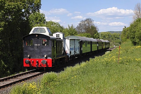 V36 diesel locomotive, railway museum near Ebermannstadt, Franconian Switzerland, Upper Franconia, Franconia, Bavaria, Germany, Europe