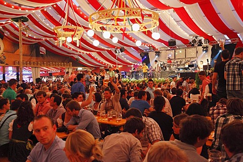 Beer tent, Kiliani-Volksfest festival, Wuerzburg, Lower Franconia, Franconia, Bavaria, Germany, Europe, PublicGround