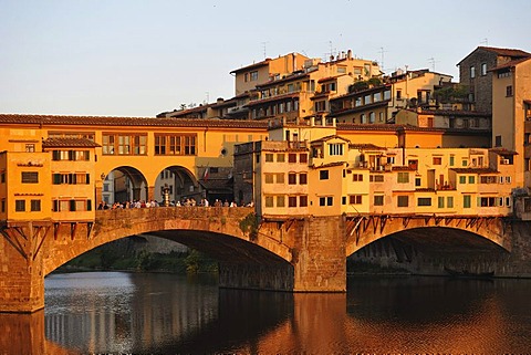 Ponte Vecchio at sunset in Florence, Tuscany, Italy, Europe