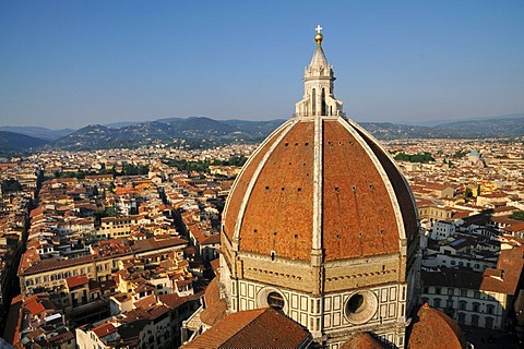 The Duomo or Cathedral of Florence as seen from the Campanile, Florence, Tuscany, Italy, Europe